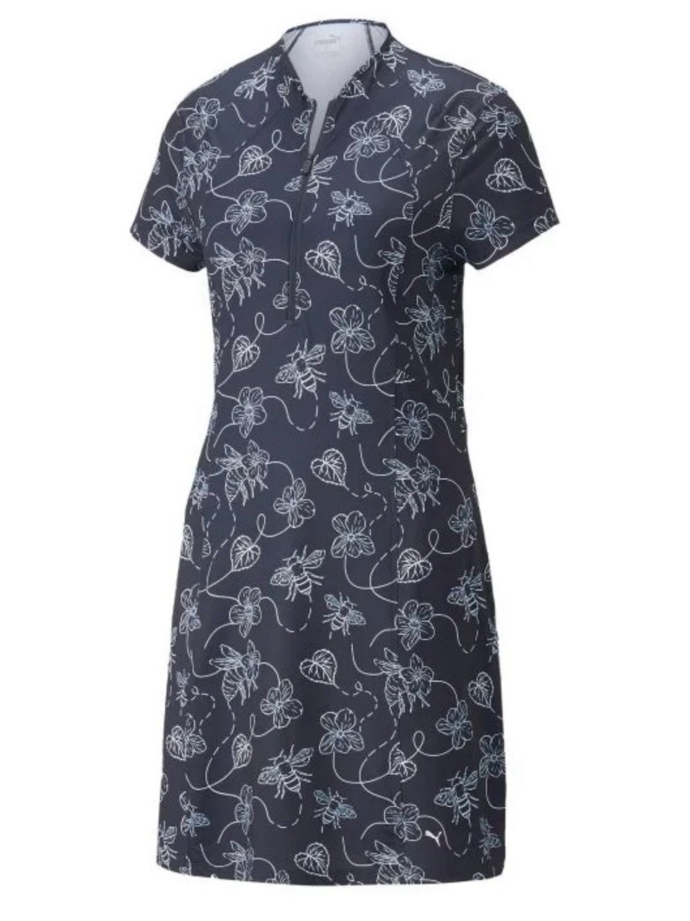 Puma Navy and White Floral Short-Sleeve Active Dress Sz XL